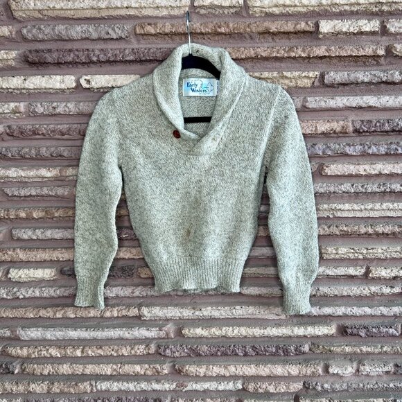 Early Winters Vintage Boy's Rag Wool Shawl Collar Elbow Patches Size Medium - Picture 10 of 11